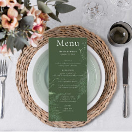 Menu Rustic Fern Green Foliage Emerald Weding Long