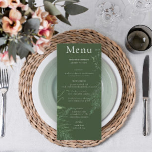 Menu Rustic Fern Green Foliage Emerald Weding Long