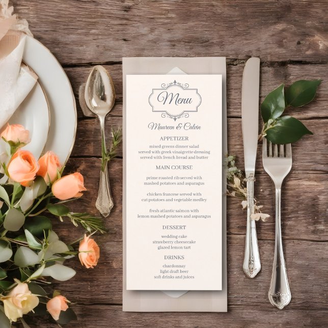 Menu Rustic Filigree Wedding (Criador carregado)