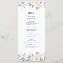 Menu Rustic Floral Boho Blue e Beige Wedding