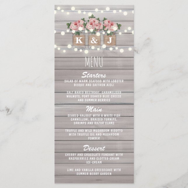 Menu Rustic Floral Mason Jar (Frente)