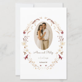 Menu Rustic Floral Oval Photo Botanical Wreath