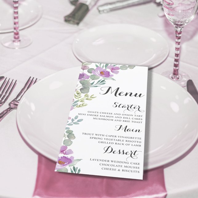 Menu Rustic Floral Pink Watercolor (Criador carregado)