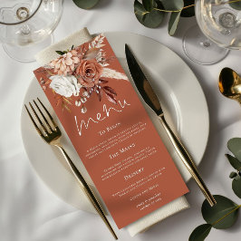 Menu Rustic Florals Pampas Grass Casou Terracotta