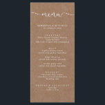 Menu Rustic Kraft Brown Simples<br><div class="desc">Projetada para coordenar com nossa coleção de russos minimalista, esta placa de menu personalizável apresenta uma fonte clássica branca em um fundo de efeito kraft. Esta é uma coleção rústica simples e minimalista, muito versátil e adequada para qualquer época de casamento. Para personalização mais avançada deste design, por exemplo, alteração...</div>