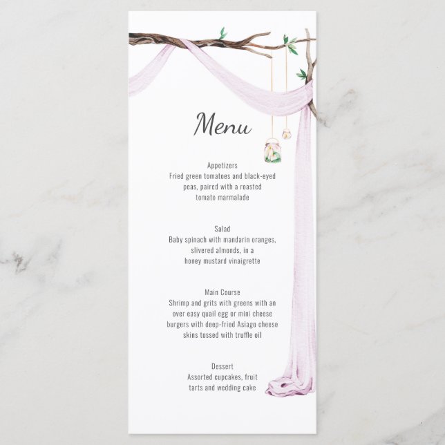 Menu Rustic Lilac Dcolza Branch Wedch (Frente)