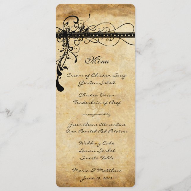 Menu Rustic Medieval Renaissance Weding (Frente)