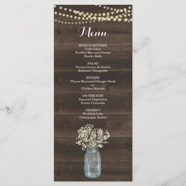 Menu Rustic para Casamento ou outra Ocasião Especi (Frente)