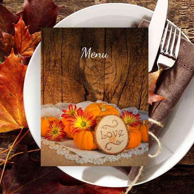 Menu Rustic Pumpkins Fall Barn Casamento (Set an Autumnal table for your event with the charming Rustic Pumpkins Fall Menu.)