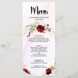 Menu Rustic Red Elegant Floral