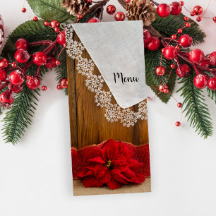 Menu Rustic Red Poinsettia Country Casamento no in
