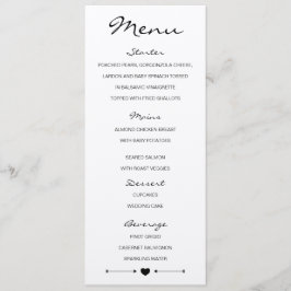 Menu Rustic Romantic Wedding com coração e setas
