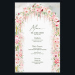 Menu Rustic Sage Green & Pink Floral Arch Wedch<br><div class="desc">Simplesmente lindo! Um belo menu de casamento com design de Arca Floral Rustic Sage Green & Pink. projetado com um casamento de jardim em mente onde a noiva entra através de um belo arco floral. Para produtos correspondentes, entre em contato com o designer via Chat do Zazzle Designer. Copyright Elegant...</div>