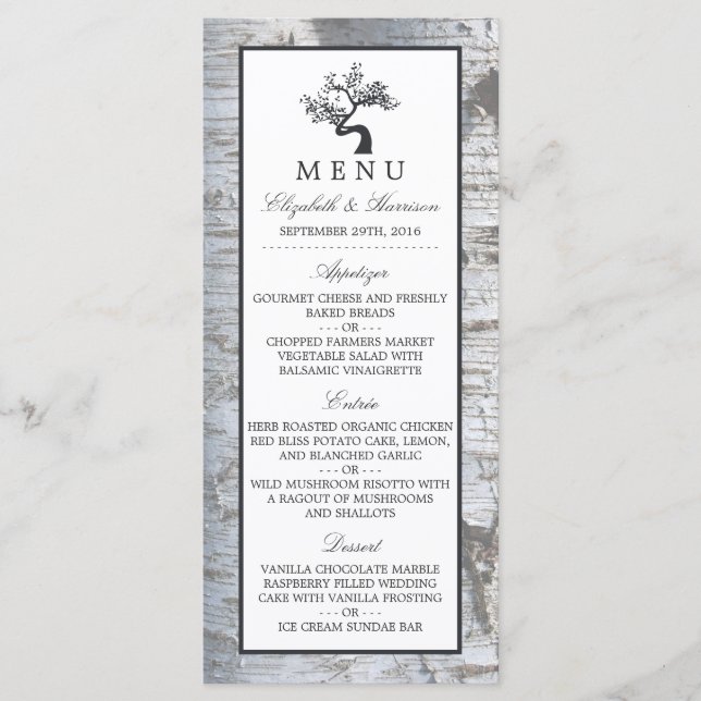 Menu Rustic Silver Birch Tree Wedch (Frente)