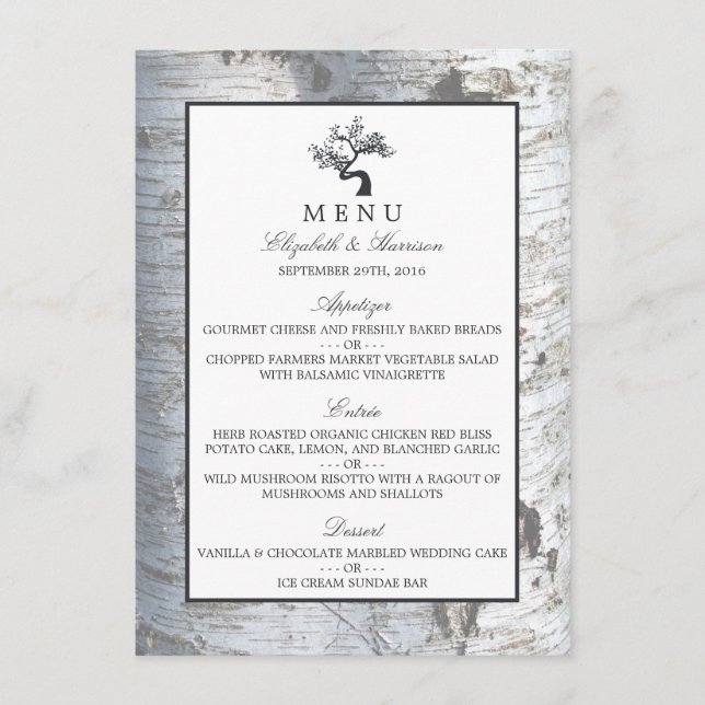Menu Rustic Silver Birch Tree Wedch (Frente)