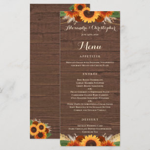 Menu Rustic Sunflower Terracotta Rosa Boho Weding
