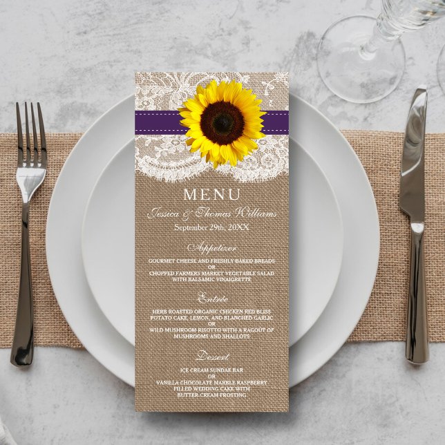Menu Rustic Sunflower Weding (Criador carregado)