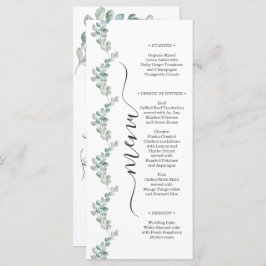 Menu Rustic Watercolor Eucalyptus Greenery Wedding