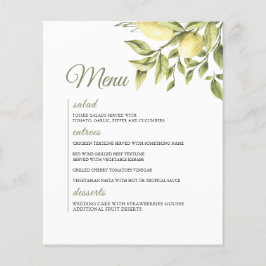 Menu Rustic Wedding Lemon Greenery