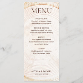 Menu Rustic Wedding Tree rings Wood bark Grain 