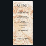 Menu Rustic Wedding Woodland tree bark Grain<br><div class="desc">Introducing our Rustic Wedding Tree Wood Bark Grain Menu, the perfect addition to your rustic-themed wedding. These customizable menu cards feature a combination of modern and serif fonts for the menu title, creating a stylish and visually appealing design. The rustic wood grain background adds a touch of natural charm, further...</div>