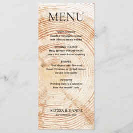 Menu Rustic Wedding Woodland tree bark Grain 