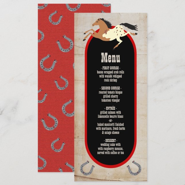 Menu Rustic Western rodeo Wedding (Frente/Verso)