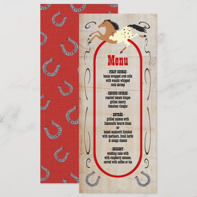 Menu Rustic Western rodeo Wedding (Frente/Verso)
