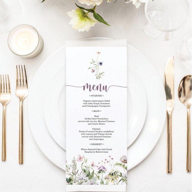 Menu Rustic Wildflower Chá de panela (Criador carregado)