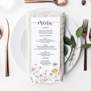 Menu Rustic Wildflower Weding Chá de panela