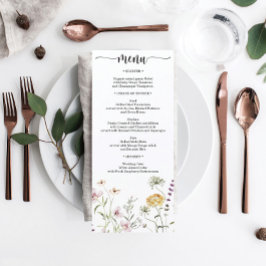 Menu Rustic Wildflower Weding Chá de panela