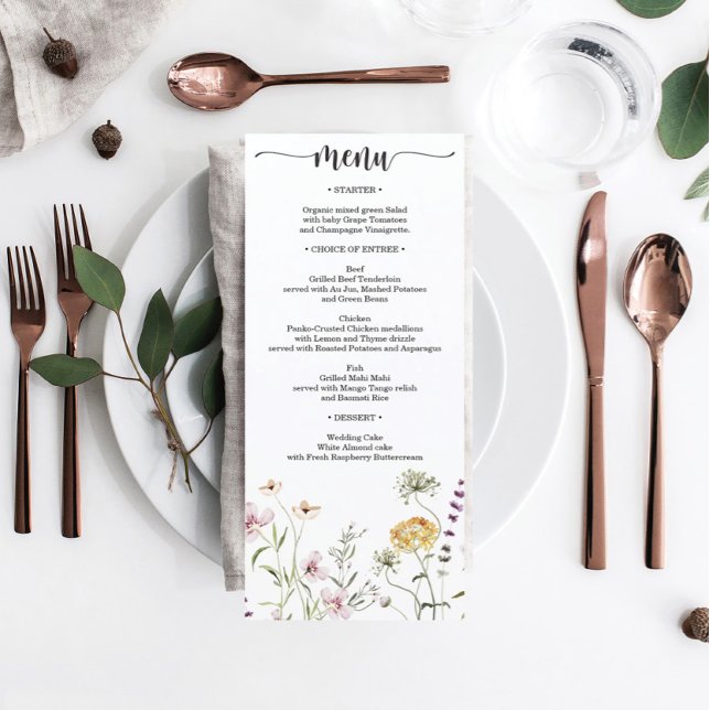 Menu Rustic Wildflower Weding Chá de panela (Criador carregado)
