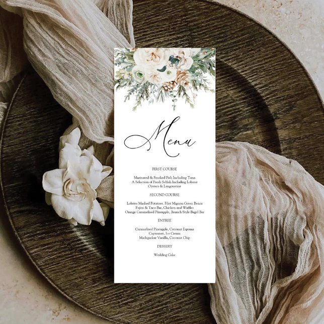 Menu Rustic Winter Pinecone Wedding (Criador carregado)