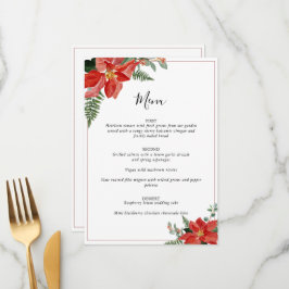 Menu Rustic Winter Poinsettia Red Christmas Wedding