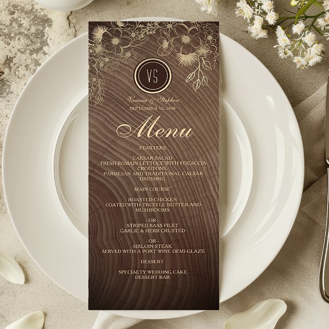 Menu Rustic Wood Country Wedding (Criador carregado)