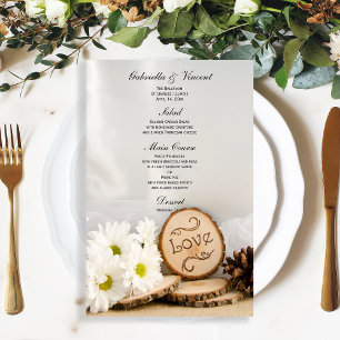 Menu rústico do casamento da floresta das