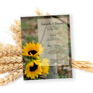 Menu rústico do casamento dos girassóis e da rod