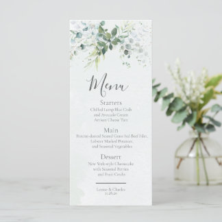 Menu Sage Eucalyptus Greenery Simple Chic Wedding