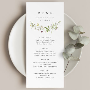 Menu Sage Green Elegant Wildflower Rustic Boho Casament