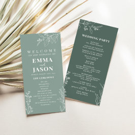 Menu Sage Green Floral Ceremony Program