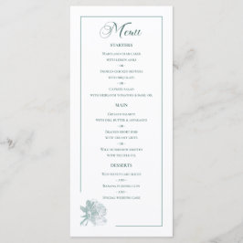 Menu Sage Green Line Art Rose Dinner Details Wedding