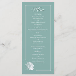 Menu Sage Green Line Art Rose Dinner Dishes Wedding