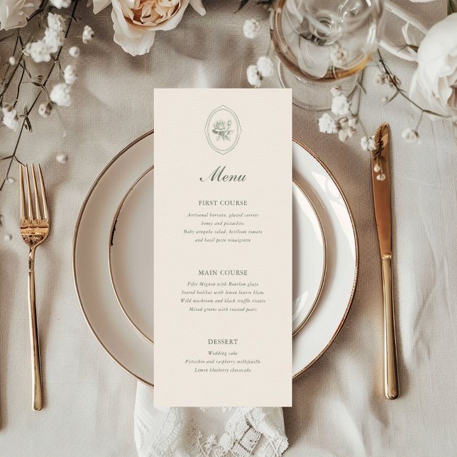 Menu Sage Green Rose Wedding  (Criador carregado)