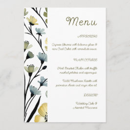 Menu Sage Green & Soft Yellow Botanical Wedding