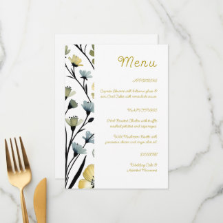 Menu Sage Green & Soft Yellow Botanical Wedding