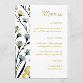 Menu Sage Green & Soft Yellow Botanical Wedding