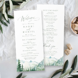 Menu Sage Mountain Forest Rustic Wedding Programs