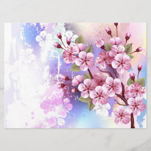 Menu Sakura rosa no fundo da pintura