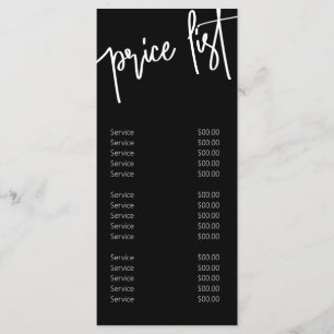 Menu Salão de Lista de Preços Modernos da Caligrafia Br