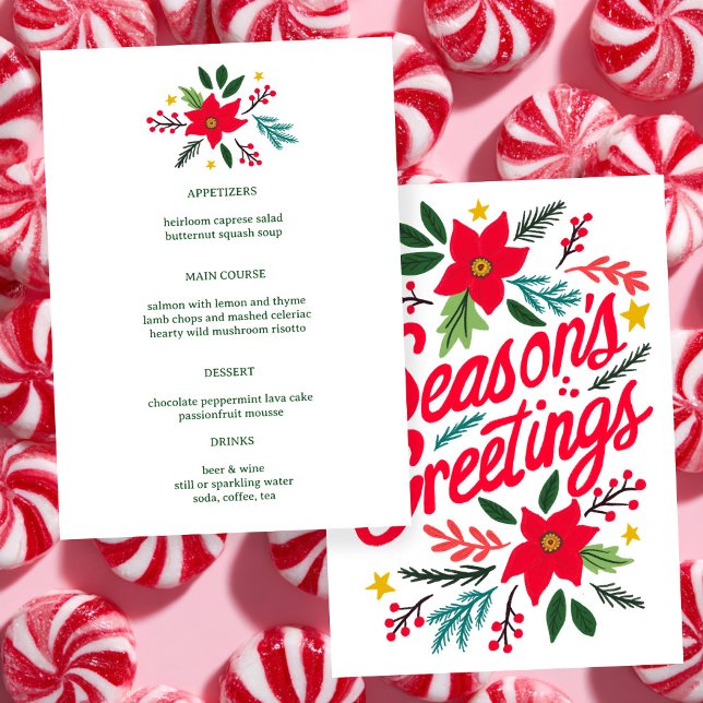 Menu SAUDAÇÕES DE FIM DE ANO Natal COSTUME Feriado (SEASONS GREETINGS Christmas CUSTOM Holiday Menu
)